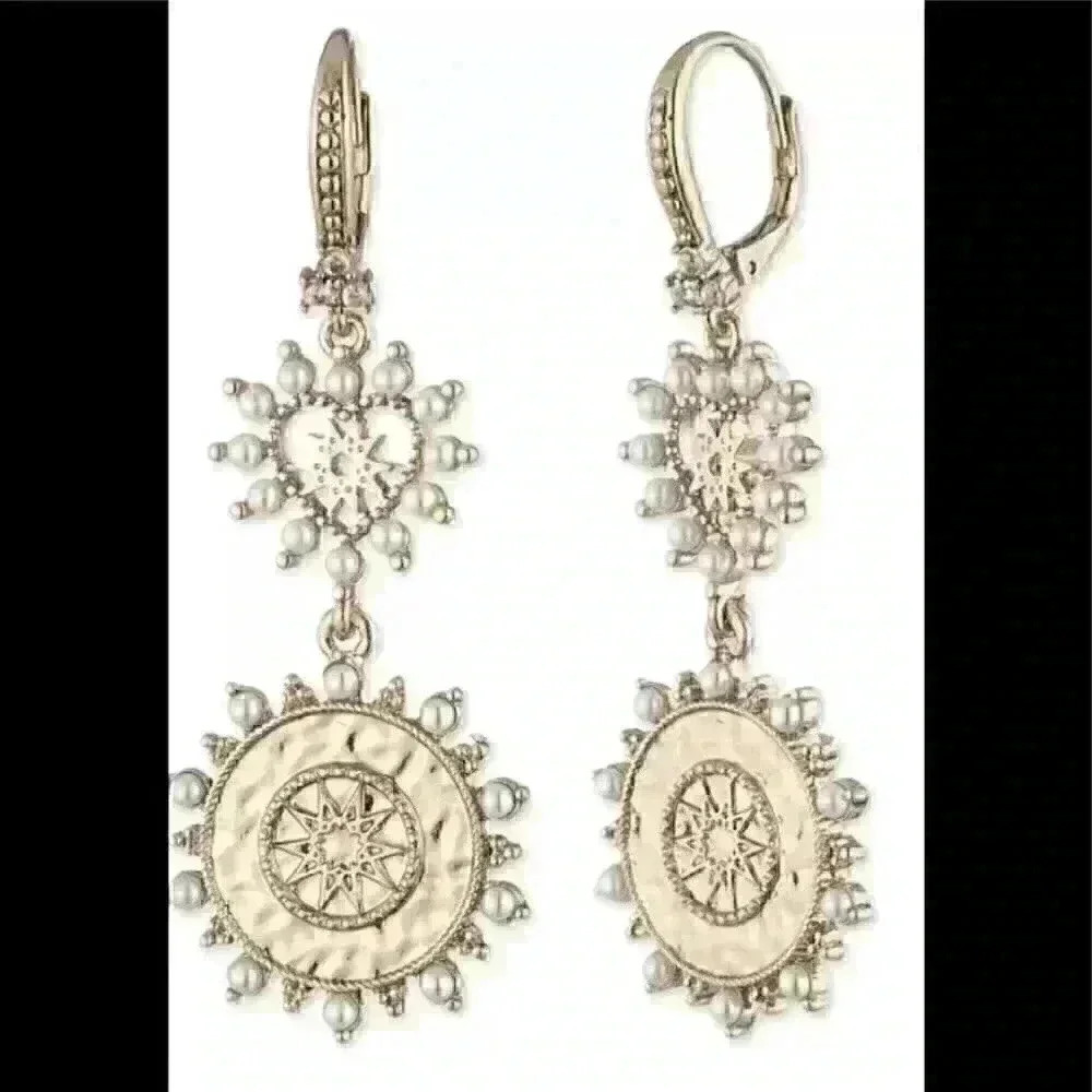 Marchesa Coin Drop Earrings in gold tone - Picture 3 of 3